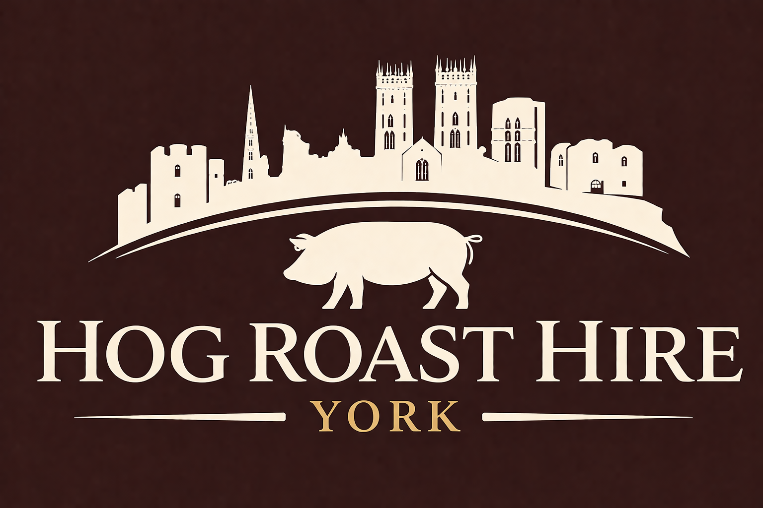 Hog roast hire emblem with skyline